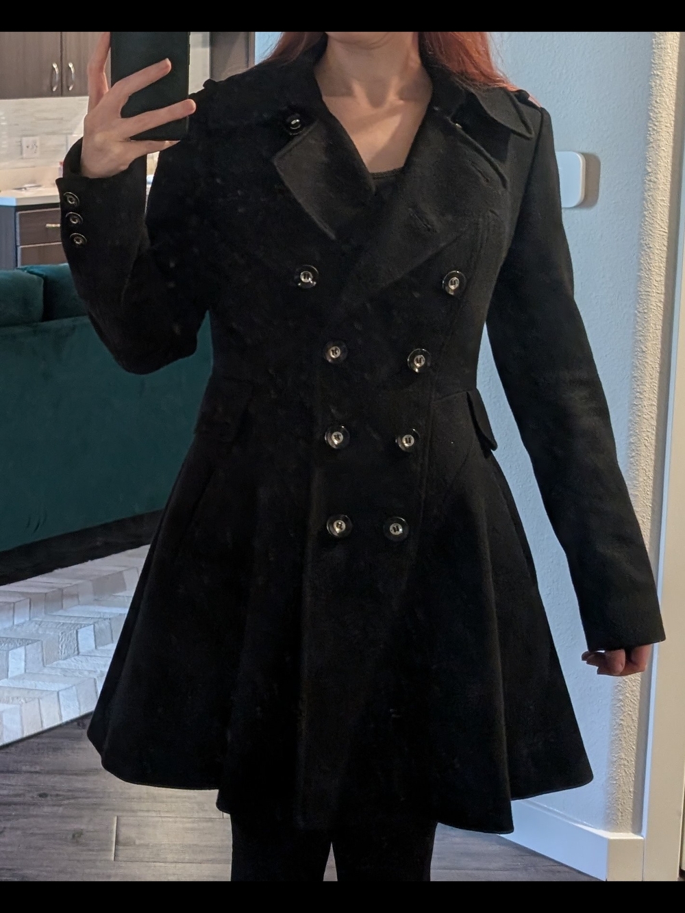 Via Spiga Women’s Black Wool Fit & Flare Coat